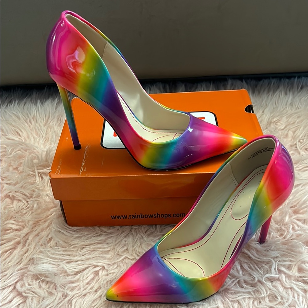 Rouge! Pink and Yellow Stiletto Heels